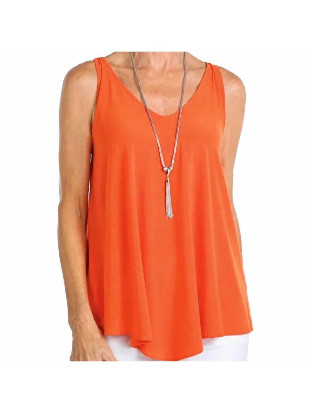 NEW Mr. Max Orange Flowy Sleeveless V-Neck Tank Top - Large